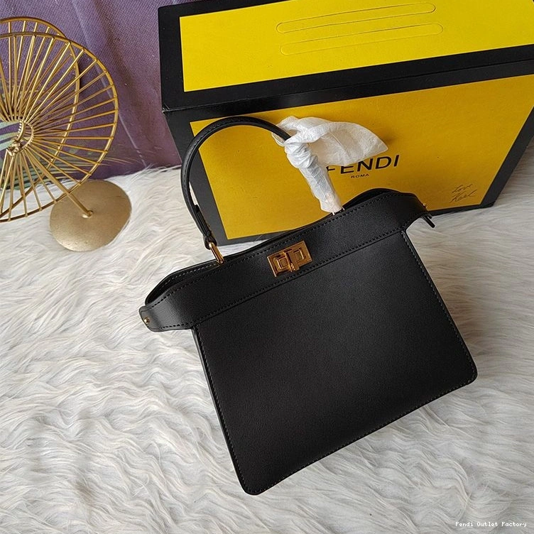 Cheap HOT Bag Leather Petite Peekaboo ISeeU In Fendi Black Nappa 0711
